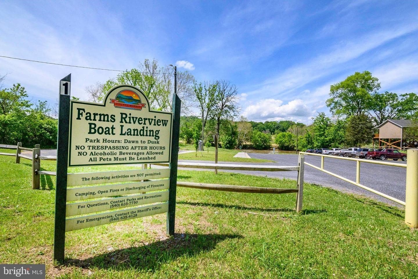 Riverfront boat-landing entrance sign